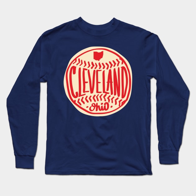 Cleveland Ohio Hand Drawn Script Long Sleeve T-Shirt by goodwordsco